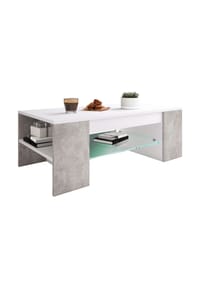 VCM. - Holz Couchtisch mit ESG-Sicherheitsglas | Sofatisch mit ausreichend Stauraum | Maße ca. H. 35 x B. 100 x T. 50 cm | Wohnzimmertisch - Tunas - Weiß