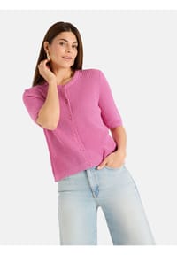 LIEBLINGSSTÜCK - Damen Strickjacke aus Baumwoll-Leinen-Mix NinonL - 321-rose pink