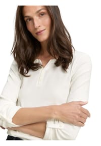 TOM TAILOR Damen T-Shirt – Regular Fit, Langarm, Mit Henley-Ausschnitt & Bio-Baumwolle