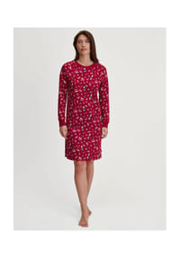 CALIDA - Damen Langarm-Nachthemd, Länge 100 cm Family & Friends - deep red