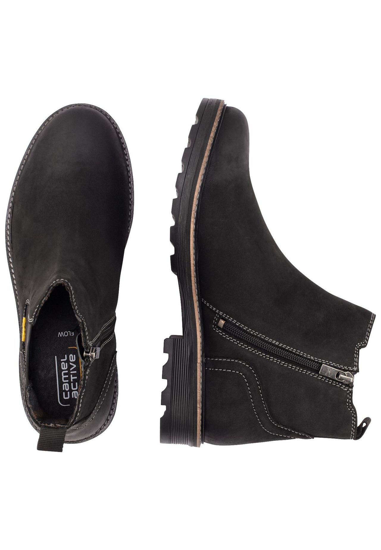 camel active Chelsea Boots, Leder, FüR Herren, Schwarz, 40