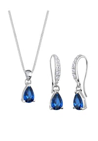 elli. - Schmuckset Saphirblau Tropfen Zirkonia 925 Silber - Blau