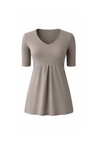 CAROLIN RICK - Longshirt mit Kellerfalte an vorderer Mitte - Cognac
