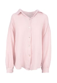 Seasons of April - Bluse Oversized Musselinbluse Sasha Kurze Musselin Hemdbluse mit Knopfverschluss aus 100% Baumwolle - Anthrazit
