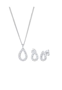 elli. - Schmuckset Tropfen Zirkonia Elegant 925 Silber - Gold