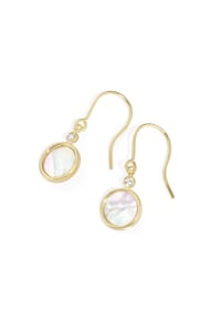 Luigi Merano® - Ohrhaken mit weißern Perlmutt-Einlage und ZIrkonia, Gold 375 - gold