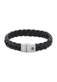 REBEL & ROSE® - Armband, Leder/Edelstahl - SCHWARZ