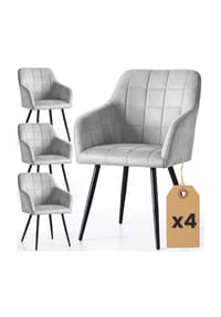 Akord - Luxano Quadratisch Gesteppte, Gepolsterte Esszimmerstühle, 4er-Set - beige / goldfarbene Beine