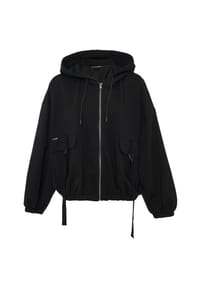 CIPO & BAXX® - Sweatjacke WL368 oversized Schnitt, Kapuze mit Kordelzug - BLACK