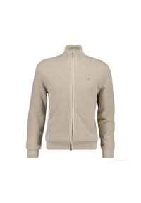 GANT - Herren Stirckjacke mit Stehkragen - Micro Textured Cotton Zip Cardigan, Baumwolle - Beige