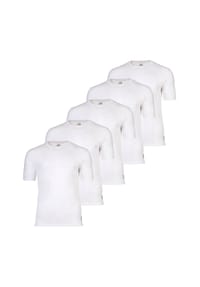 FC BARCELONA - Herren T-Shirts, 5er Pack - U-Neck Undershirts, Baumwolle, Rundhals, Logo, einfarbig - Schwarz/Weiß