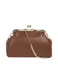 Cluty - Abendtasche Echt Leder, Made In Italy - beige