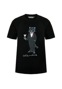 CAT by manii'ta lacitta - Schwarzes T-Shirt mit Dandy-Katze - schwarz