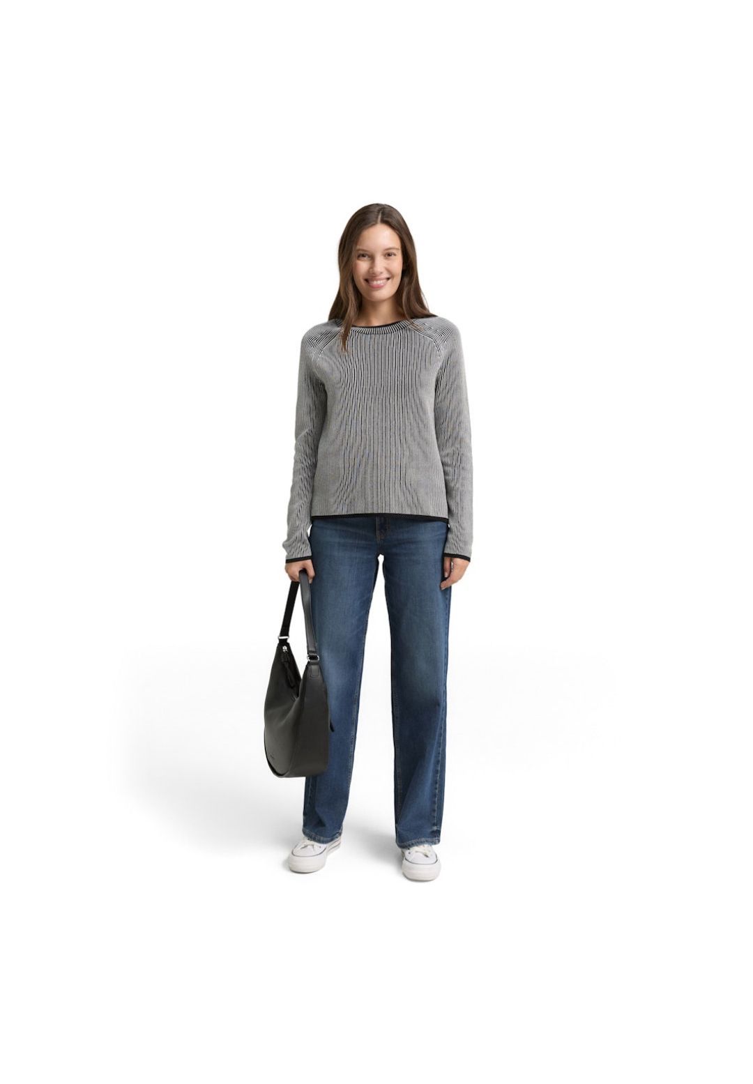 Tom Tailor Strickpullover, Seitenschlitzen, FüR Damen, Schwarz|Weiß, S