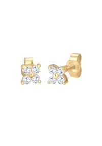 elli. PREMIUM - Ohrringe Blume Zirkonia 585 Gelbgold - Gold