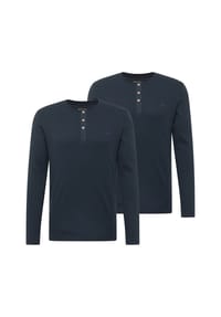 MUSTANG® - Herren Longsleeve 2er Pack - Arminto, Knit Rib, Henley-Kragen, Slim Fit, Bio-Baumwolle - Dunkelblau