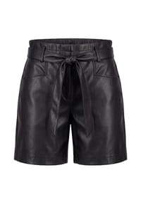 zero - Shorts Lederoptik mit Bindegürtel - Black Beauty