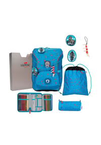 DerDieDas® ErgoFlex - ErgoFlex Easy Exklusiv Superflash - Schulranzen Set 5 tlg. 950g (Coral Reef) - Blue Ice