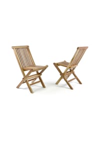 VCM. 2er Set Kinder Klappstuhl Gartenstuhl | Teak Holz behandelt | Maße  H. 60 x B. 30 x T. 40cm - VCM Nosala - Braun
