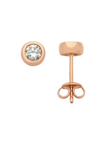 Adelia's - Damen Silber Schmuck 925 Silber Ohrringe  Ohrstecker mit Zirkonia Ø 6 mm - rose