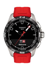 TISSOT TISSOT T-TOUCH - Herren Hybrid Smartwatch "Connect Solar T121.420.47.051.01" - SILBER/ROT