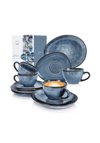 SÄNGER Steingut Geschirrserie Darwin - Darwin - Blau - Kaffeebecher Set 4-teilig
