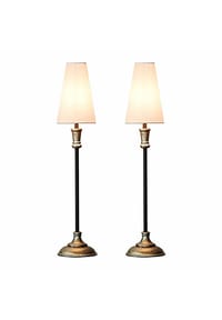 LOBERON - Tischlampe 2er Set Obsonville silber/schwarz/creme - silber/schwarz/creme
