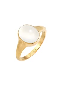 elli. - Ring Siegelring Mondstein Oval 925 Silber - Gold