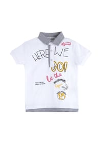 Solang - Poloshirt mit großem Frontprint - Weiß