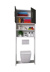 VCM. - Holz WC Toilette Regal | Toilettenüberbau | Überbauschrank | Wandschrank | Maße ca. B. 64 x  H. 190 x T. 25 cm  - Totas - Weiß