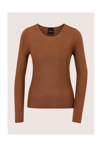 MADELEINE - Rippstrick-Pullover aus Schurwolle - cognac
