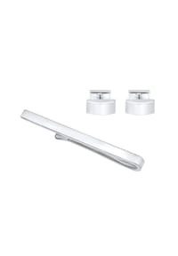 KUZZOÍ - Schmuckset Krawattennadel Manschettenknöpfe Basic 925 Silber - Silber
