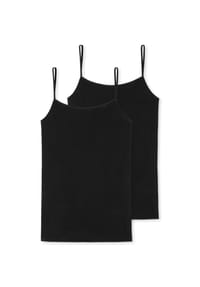 SCHIESSER - Top, 2er-Pack, Spaghettiträger, für Damen - 000 SCHWARZ