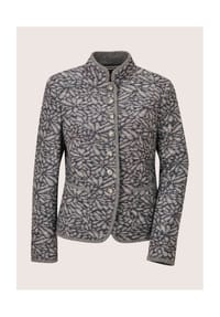MADELEINE - Verkürzter Wollblazer mit Stehkragen, Taschen - rauchblau / marine