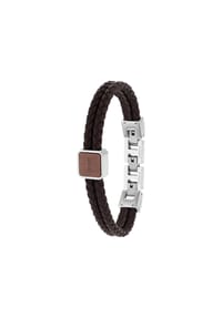 JOOP! - Herren Armband, Edelstahl und Leder - SILBER