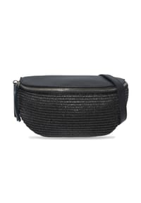 Seasons of April - Gürteltasche JUNA CROSSBODY BAG SIZE M Damen Raffia Ledertasche, verstellbare Umhängetasche - Cognac