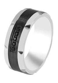 Adelia's - Herren Ring aus Edelstahl mit Strass Steinchen - schwarz