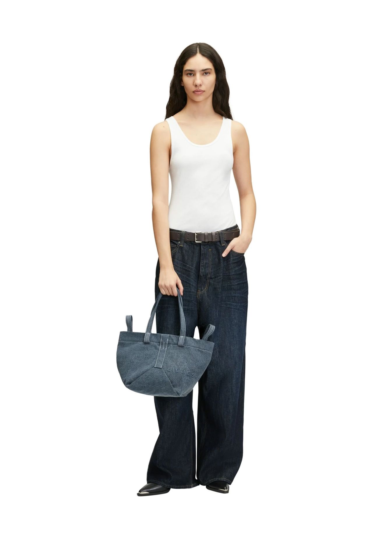 LIEBESKIND ELVIRA BLUE DENIM Shopper, Magnetverschluss, Stickerei 