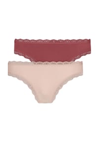 SNOCKS - Tanga, 2er-Pack, Spitzen-Details, für Damen - 245 APRICOT/MAUVE