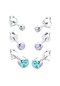 elli. - Ohrringe Basic 3Er Set 925 Silber Vergoldet, Mit Kristallen Von Swarovski® - Rosegold