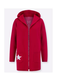 Sieh an! - Long-Strickjacke - rot-gemustert