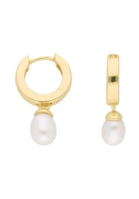 Adelia's - Damen Gold Schmuck 333 Gold Ohrringe  Creolen mit Süßwasser Zuchtperle Ø 13,3 mm - gold