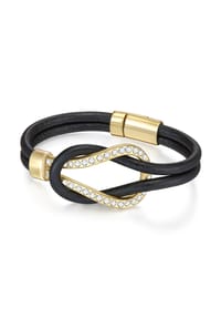 Luluandjane - Damen Armband aus Echtleder in Schwarz mit Glas - schwarz