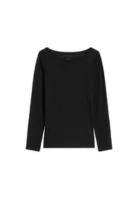 Marc O'Polo - Damen Langarmshirt - T-SHIRT LONGSLEEVE, U-Boot-Ausschnitt, Baumwolle - Dunkelblau