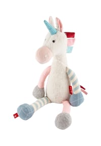 sigikid® - Kuscheltier Einhorn Patchwork Sweety , für Babys und Kinder - weiß/rosa/hellblau