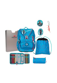 DerDieDas® ErgoFlex Light - ErgoFlex Light Exklusiv Superflash - Schulranzen Set 5tlg. 800g (Coral Reef) - Blue Ice