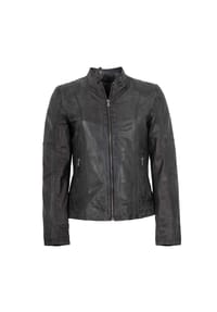 MADDOX - Damen Lederjacke Lammnappa schwarz anthrazit - schwarz