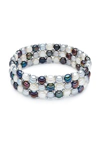 VALERO PEARLS - Damen Armband aus Messing in Silber mit Süßwasser-Zuchtperle - multicolor