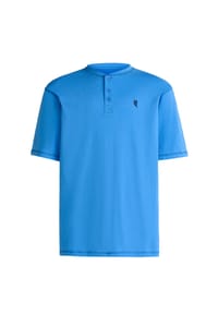 El Búho NOCTURNO® - Herren-Pyjamaoberteil, Kurzarm, Baumwolle, Knopfleiste, Uni - blau