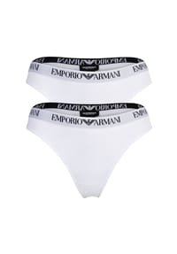 EMPORIO ARMANI - Damen String, 2er Pack - ESSENTIAL COTTON, T-Thong, Cotton Stretch - Schwarz